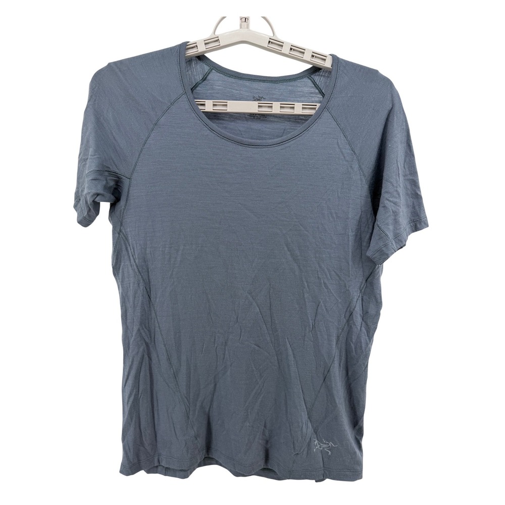 Arcteryx Lana SS Womens M Blue Gray Merino Wool Blend Performance T-Shirt 17117